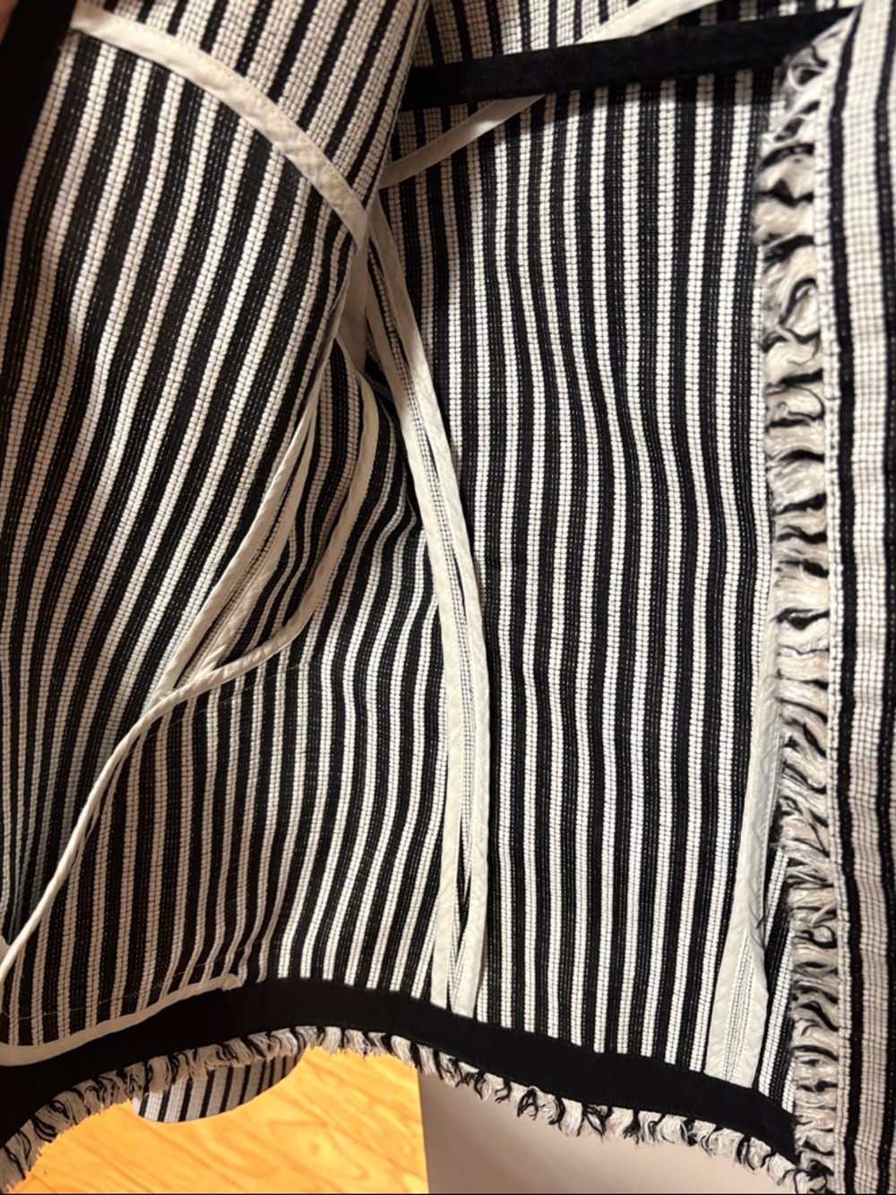 Hugo Boss Black and White Striped Collarless Blazer - Picture 9 of 14